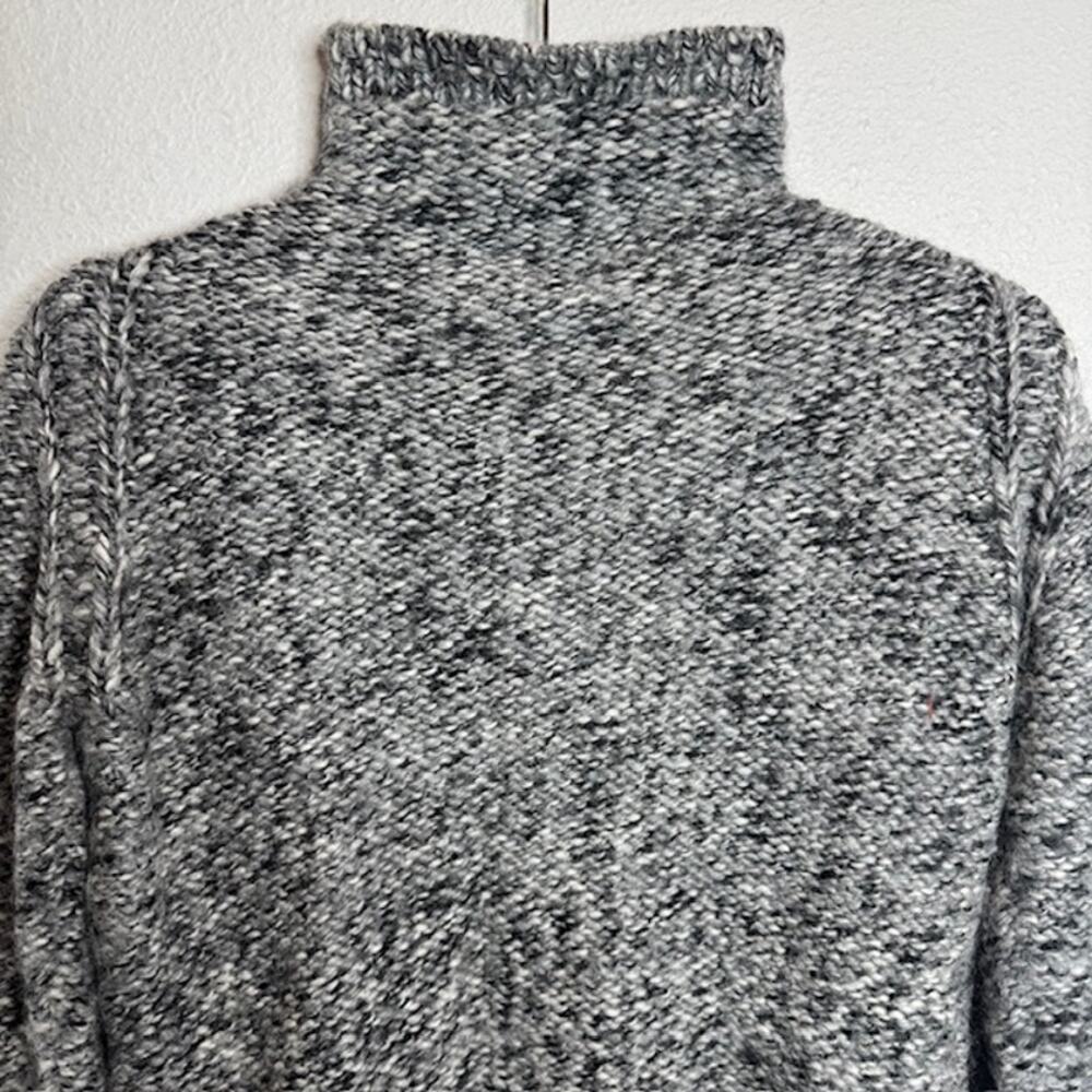 Burns Gray Marled Cable Knit Sweater Small Wool Alpaca Funnel Neck Cozy - Picture 10 of 15